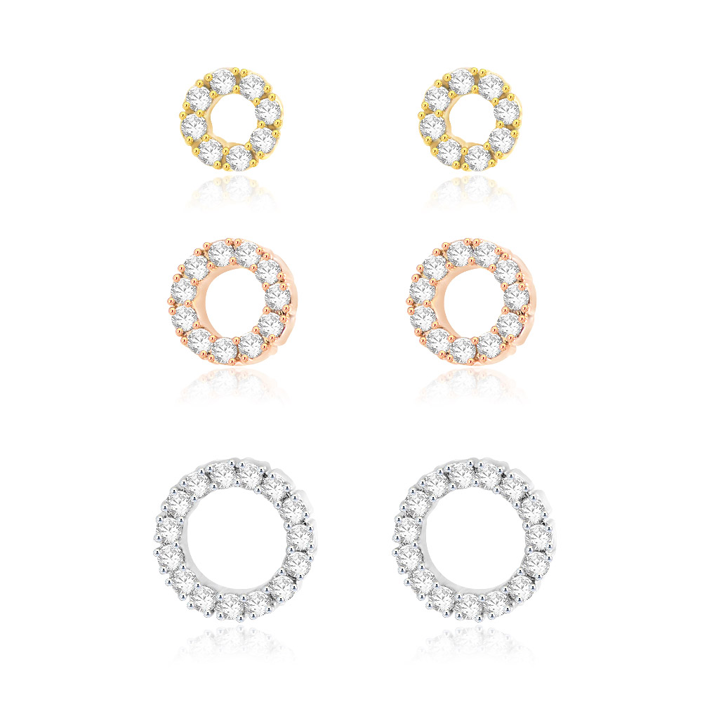 Pave Circle Stud Earring 3 in 1 Set